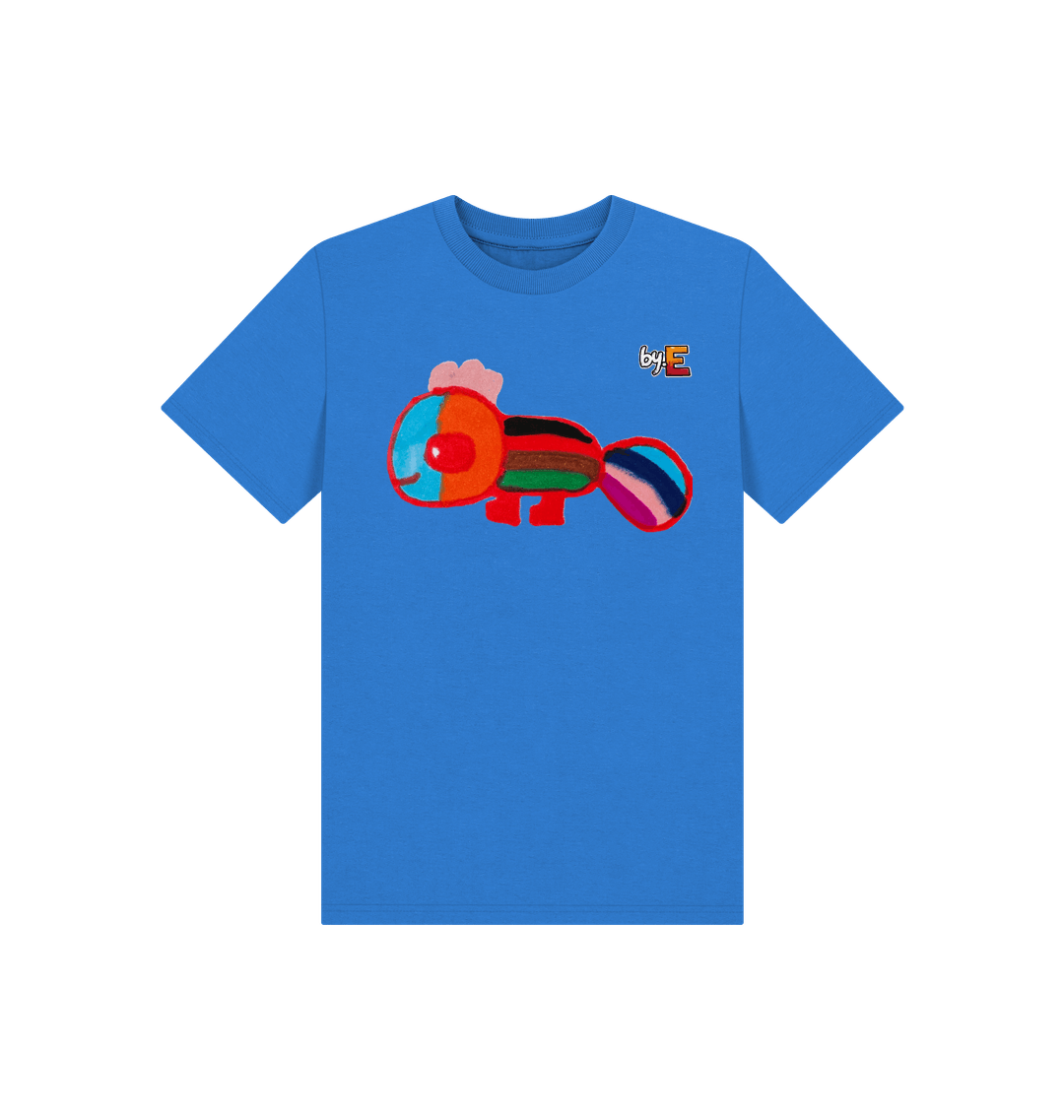 Bright Blue Printed Kids T-Shirt Front