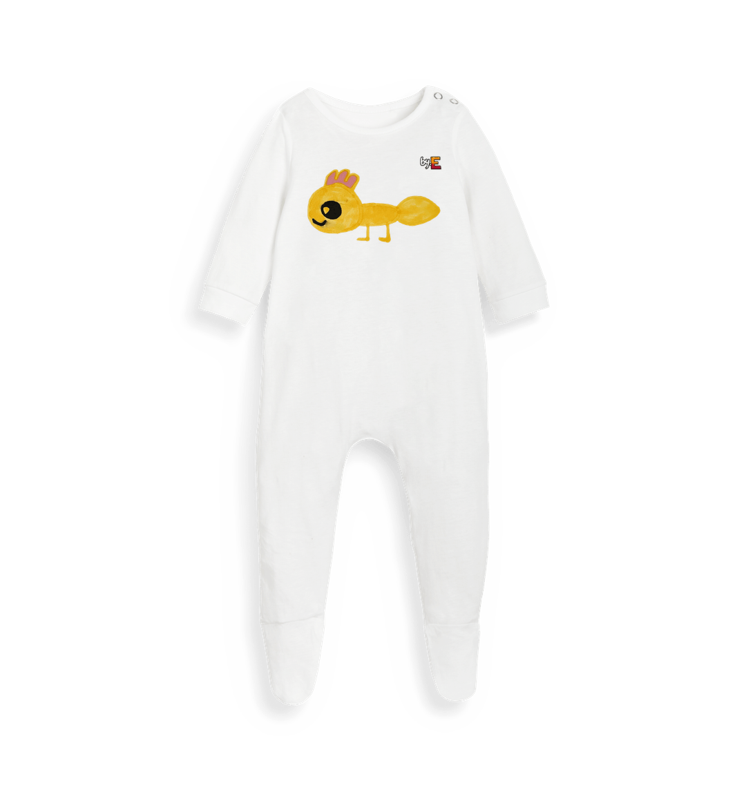 White Printed baby grow Front