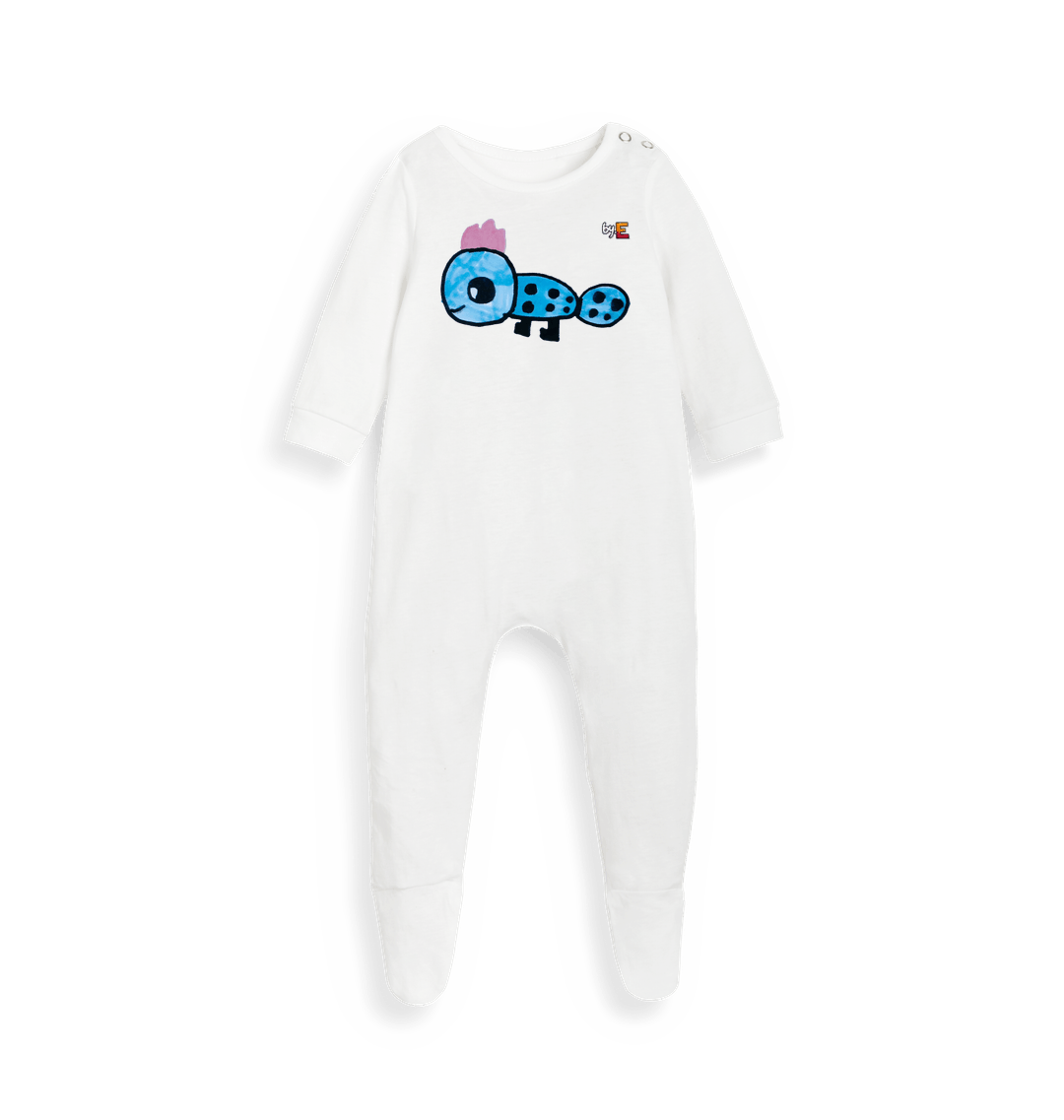 White Printed baby grow Front