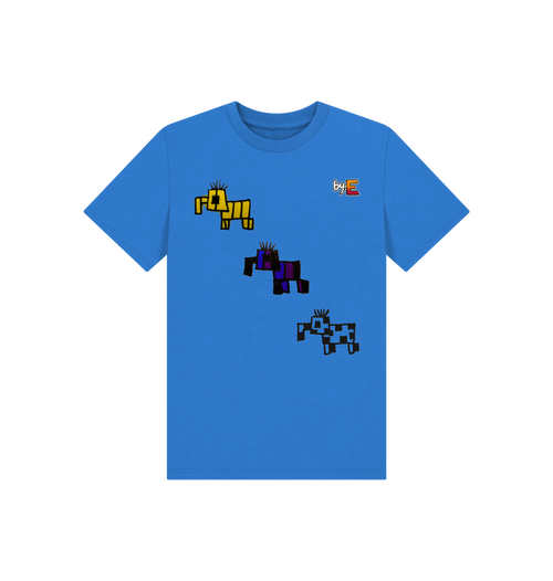 Bright Blue Printed Kids T-Shirt Front