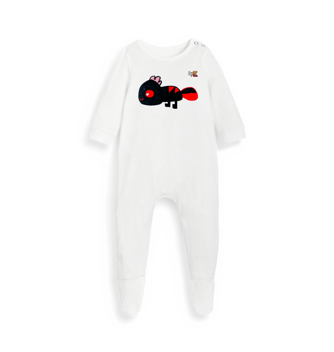 White Printed baby grow Front