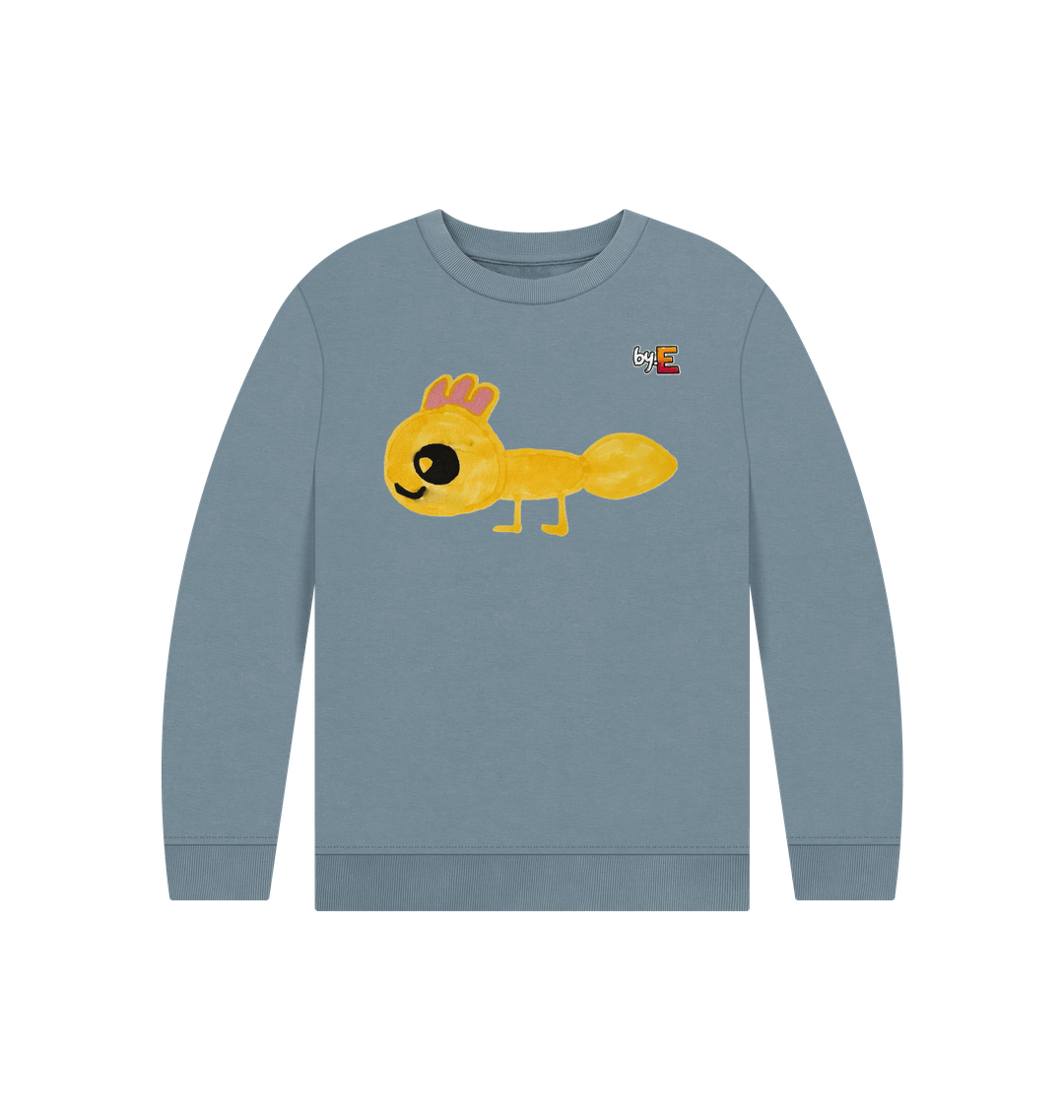 Stone Blue Printed Kids Jumper Front