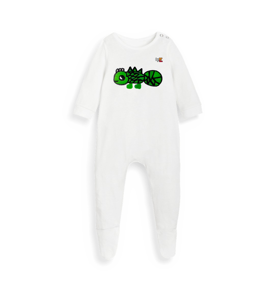 White Printed baby grow Front