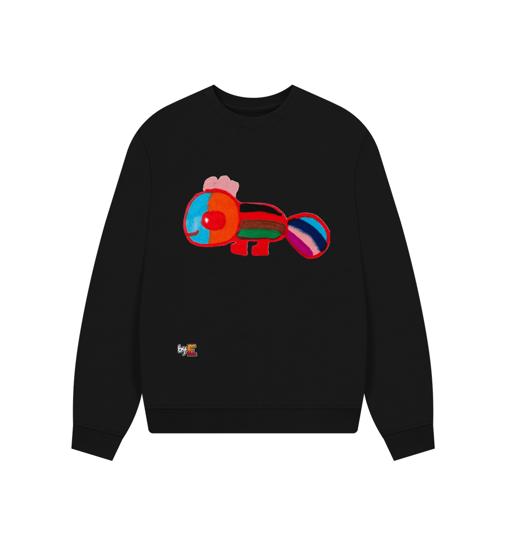 Black Printed Sweater Front