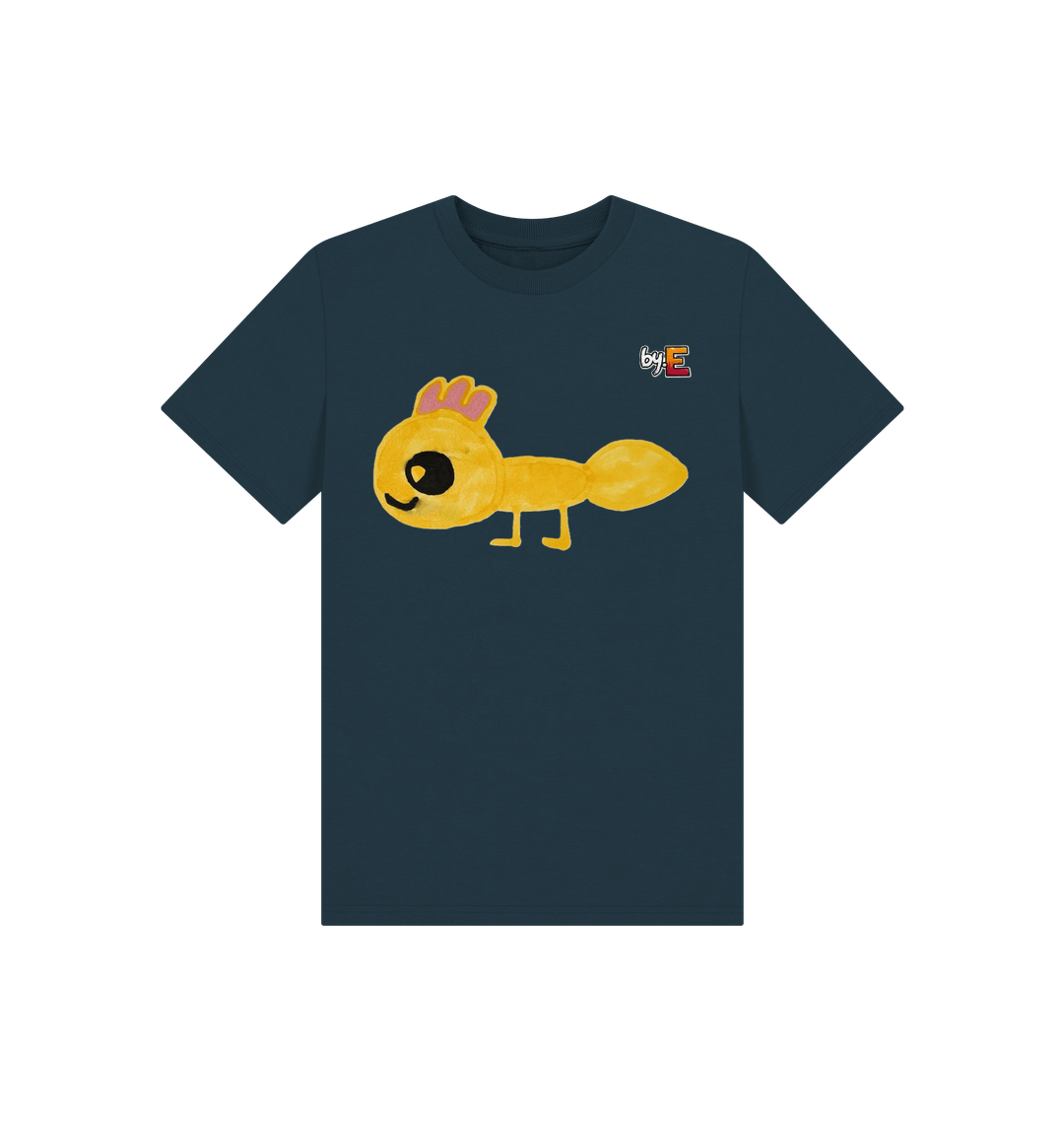 Denim Blue Printed Kids T-Shirt Front