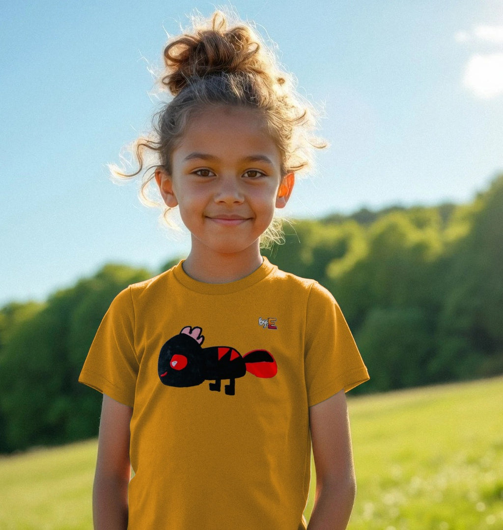 Kids' Organic Cotton Black Axolotl T-Shirt