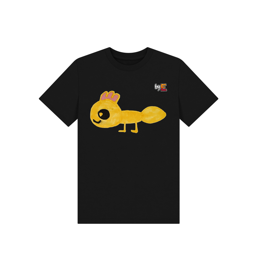 Black Printed Kids T-Shirt Front