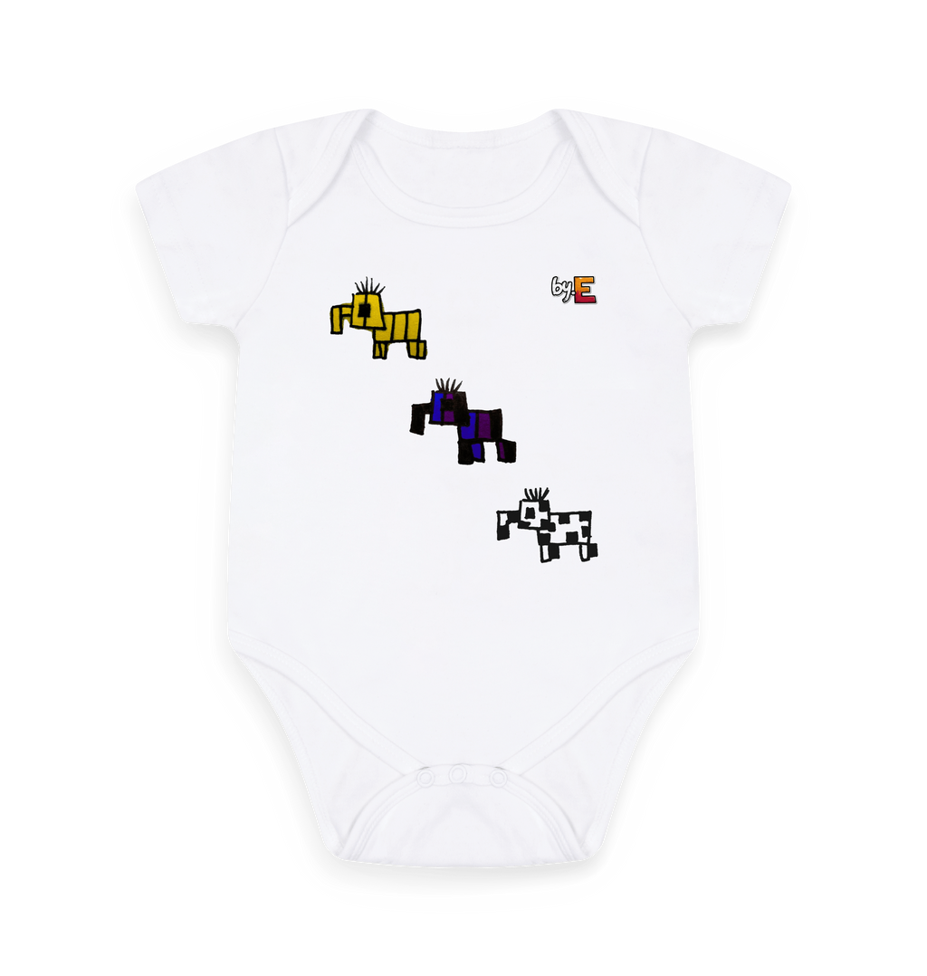 White Printed baby grow Front
