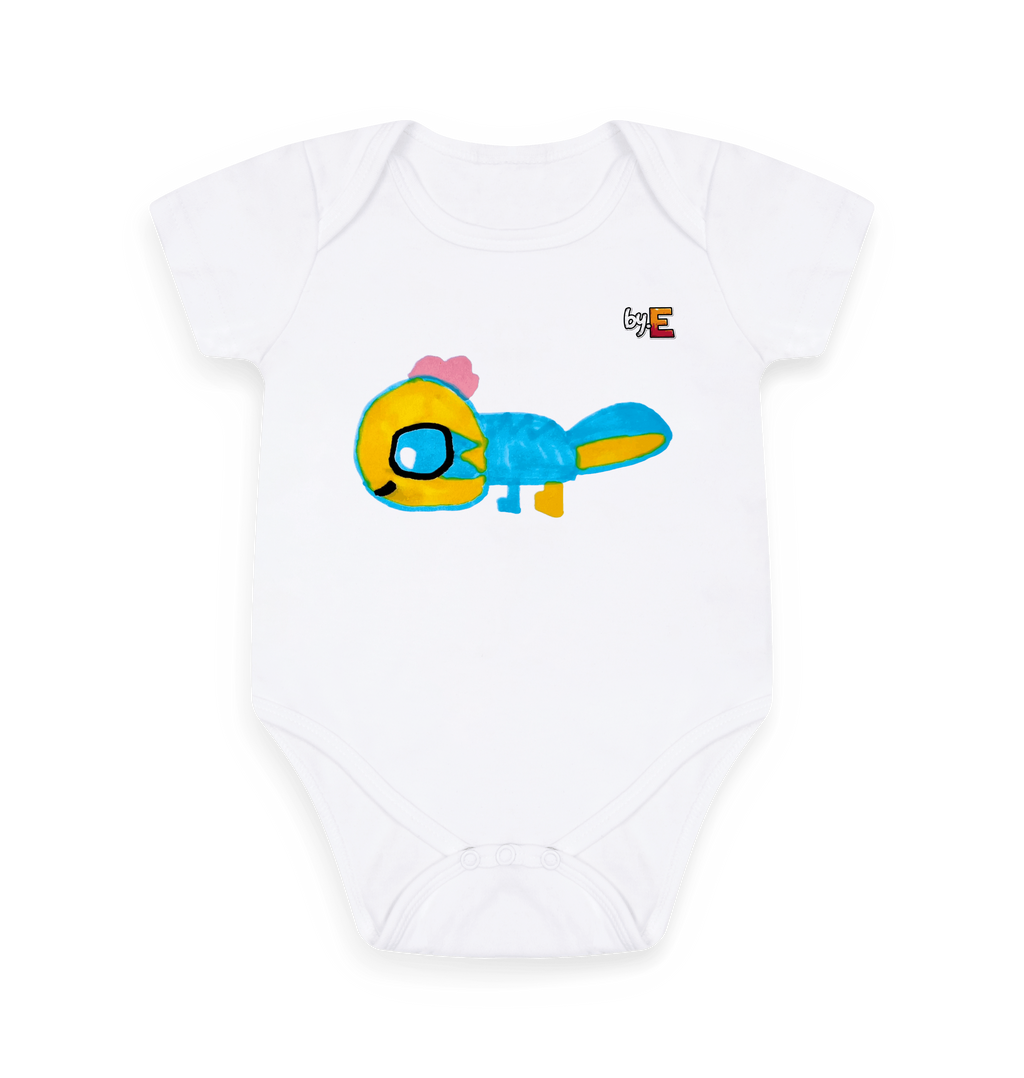 White Printed baby grow Front