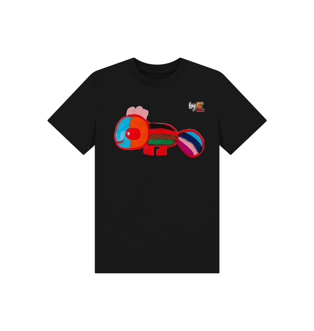 Black Printed Kids T-Shirt Front