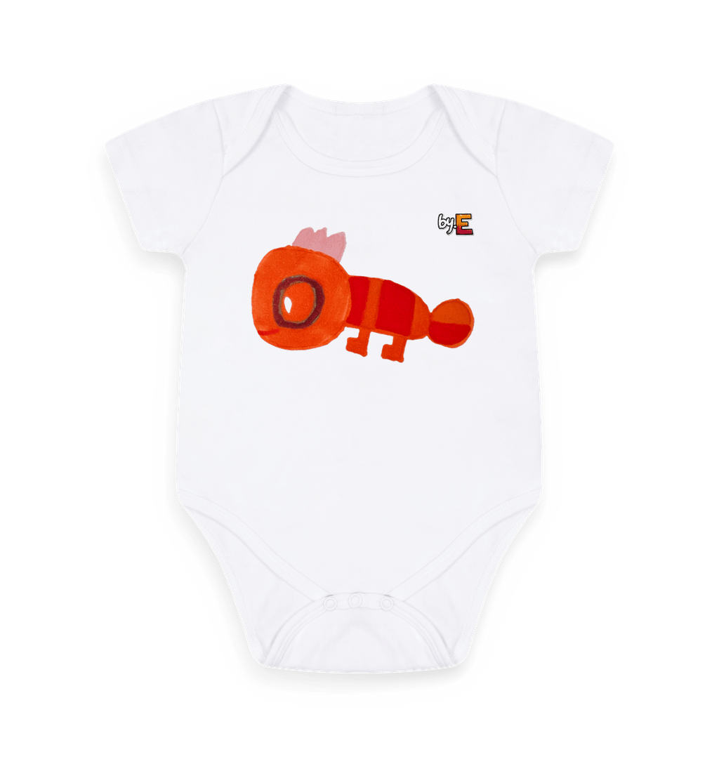 White Printed baby grow Front