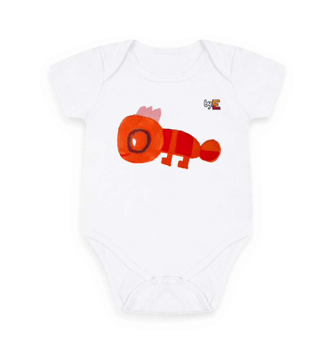 White Printed baby grow Front