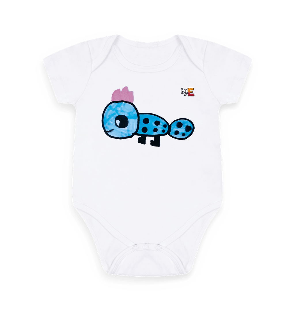 White Printed baby grow Front
