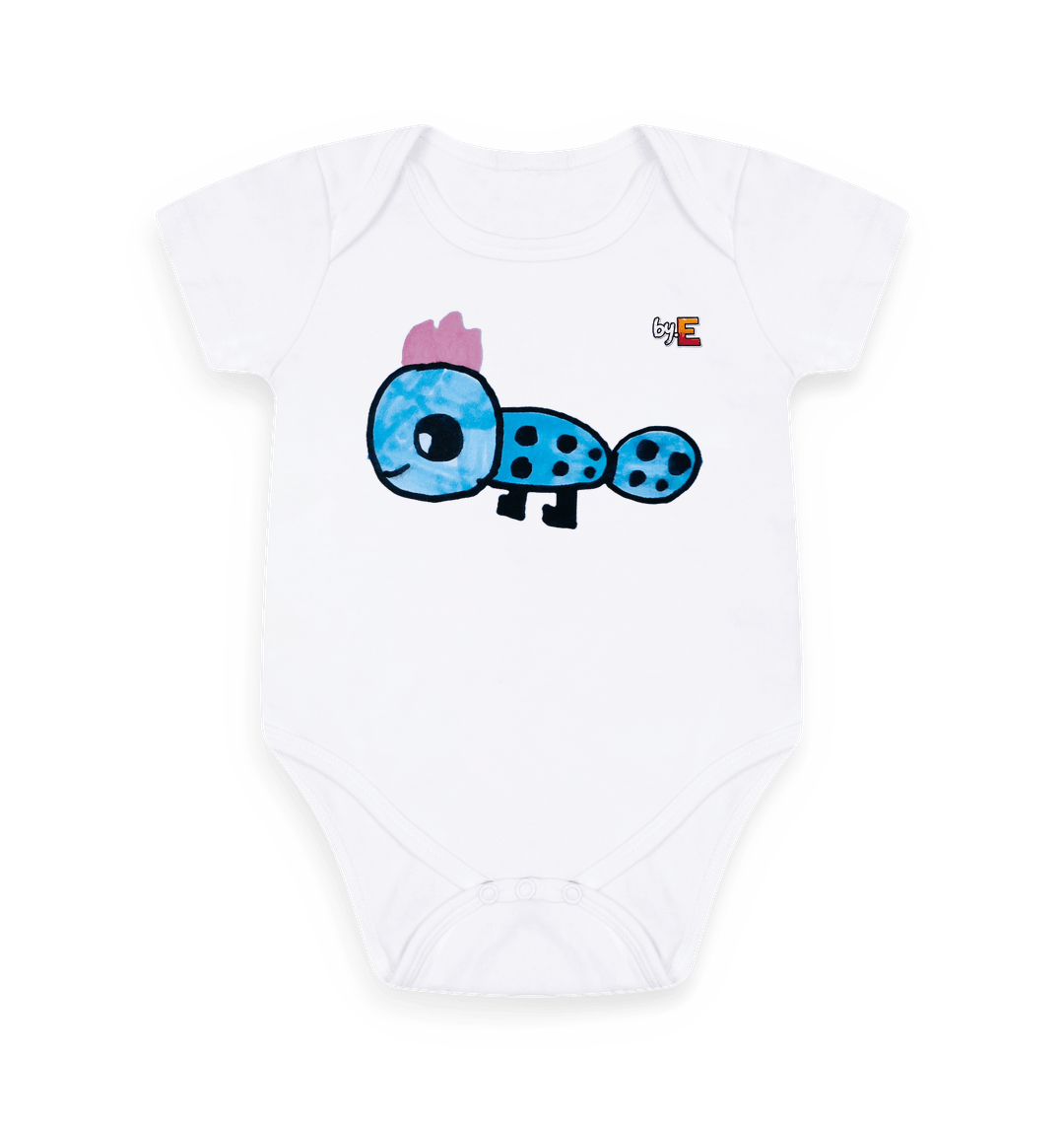 White Printed baby grow Front