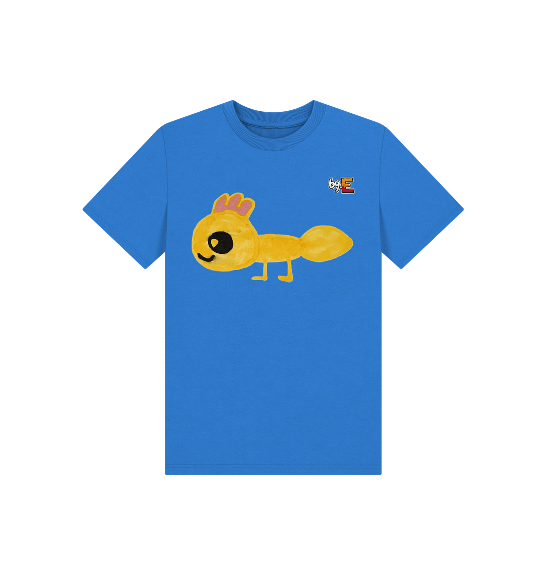 Bright Blue Printed Kids T-Shirt Front