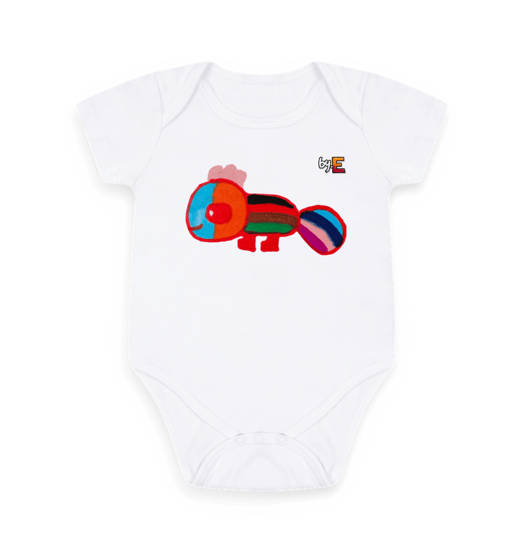 White Printed baby grow Front