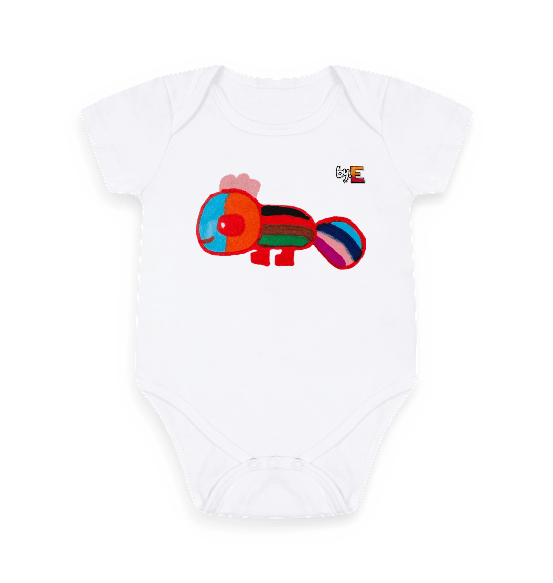 White Printed baby grow Front