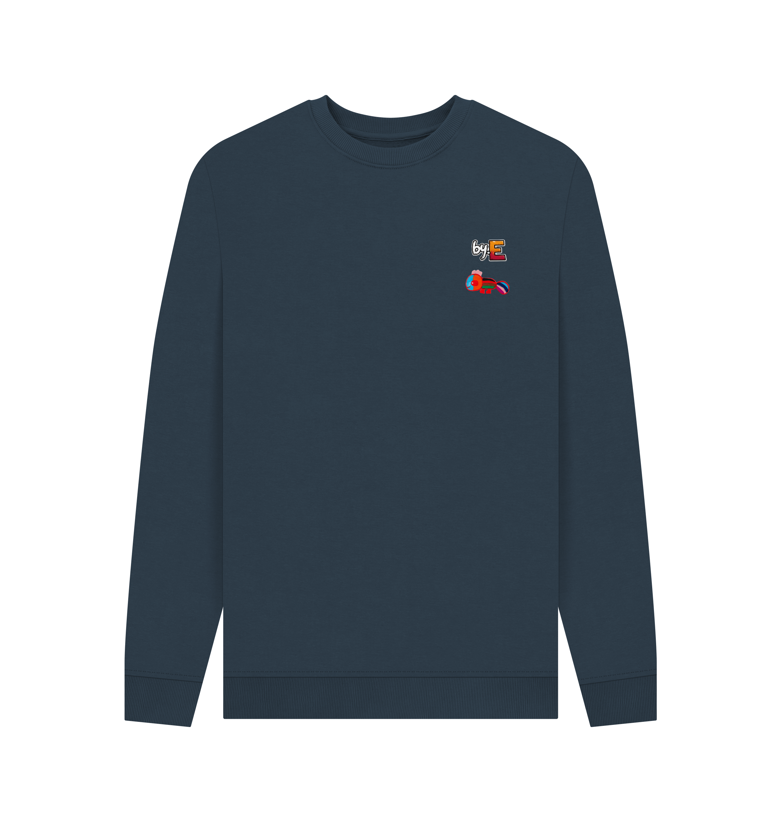 Navy Blue Printed Sweater Front