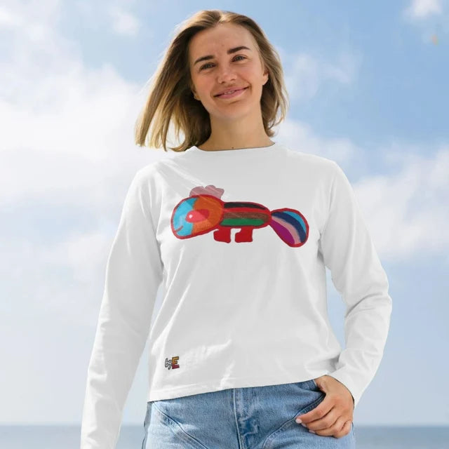Women's Organic Cotton Rainbow Axolotl Long Sleeve T-Shirt